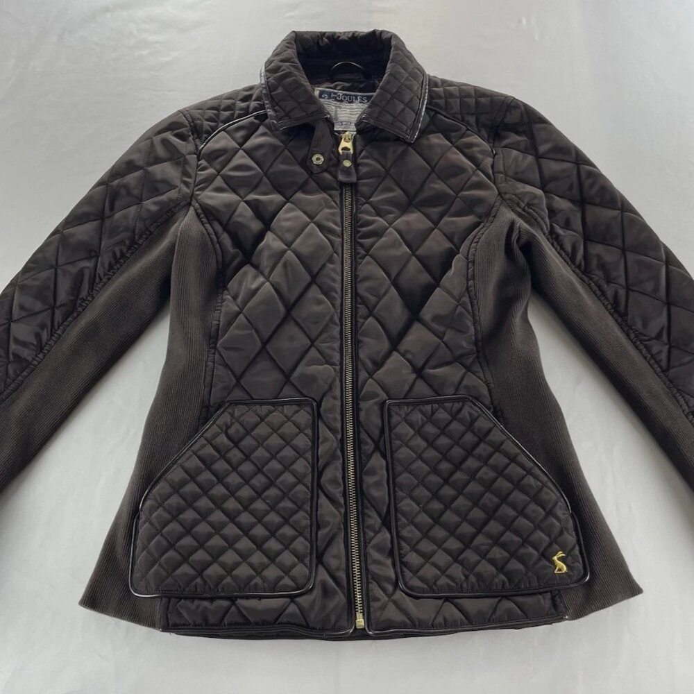 Joules Marchesa Quilted Jacket Women's US 6 (UK 10) Brown w/Horse Print Lining